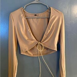 Elegant Cream Long Sleeve Women's Top